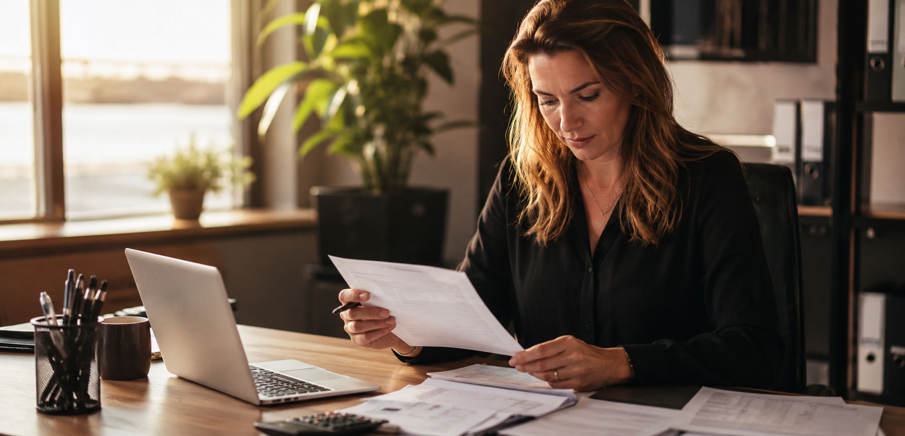 woman at desk doing paperwork